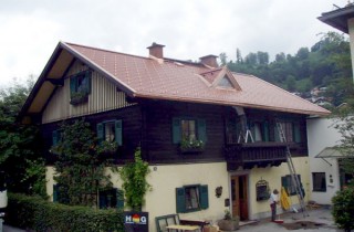 Rhombuseindeckung mit Kupferverblechung
